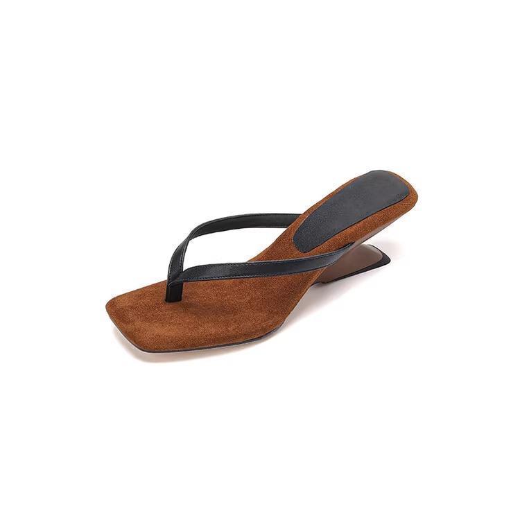 Simple Color Matching Wedge Flip-flops Female Summer