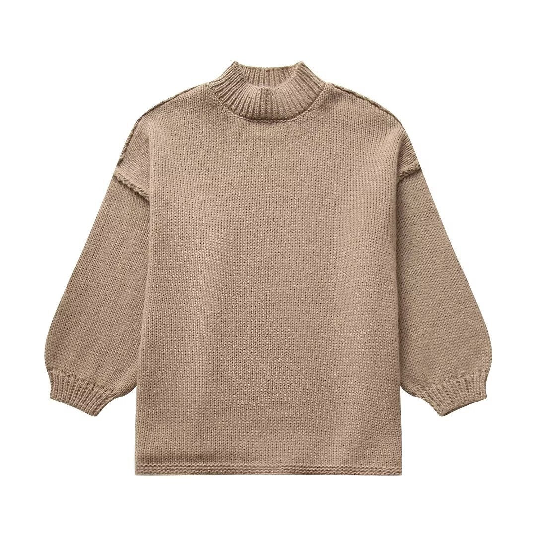 Casual All-match Round Neck Long Sleeve Knitted Sweater