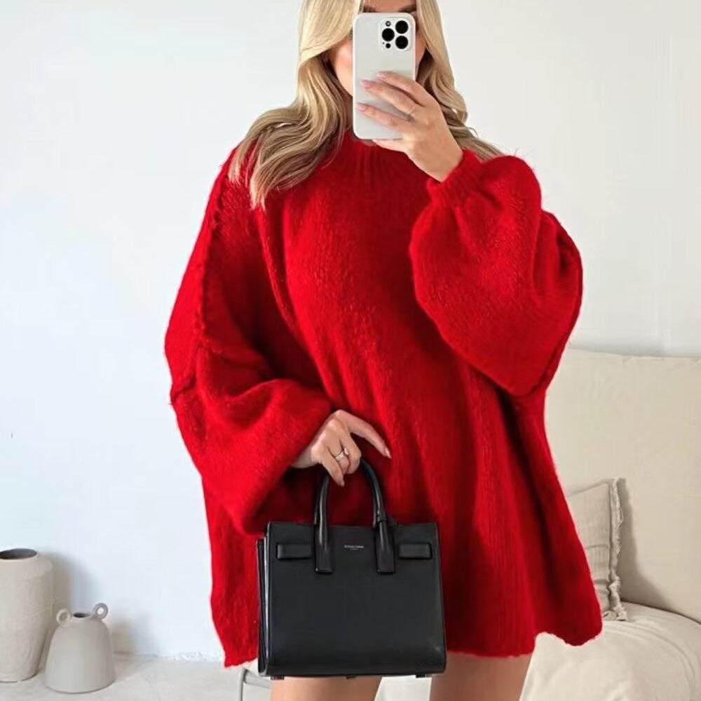 Casual All-match Round Neck Long Sleeve Knitted Sweater