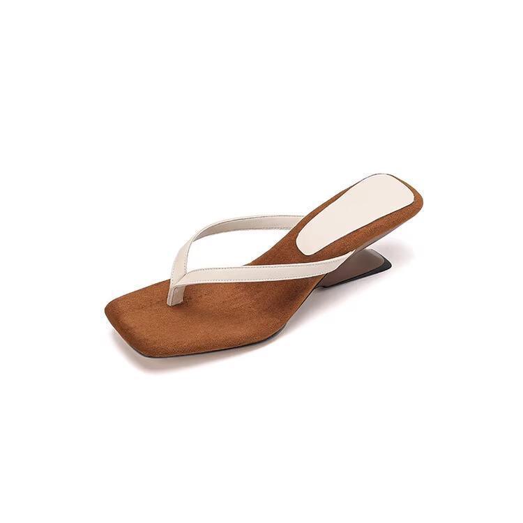 Simple Color Matching Wedge Flip-flops Female Summer