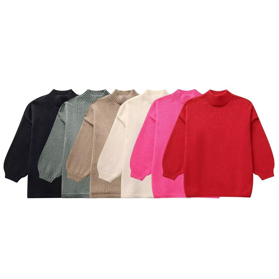 Casual All-match Round Neck Long Sleeve Knitted Sweater