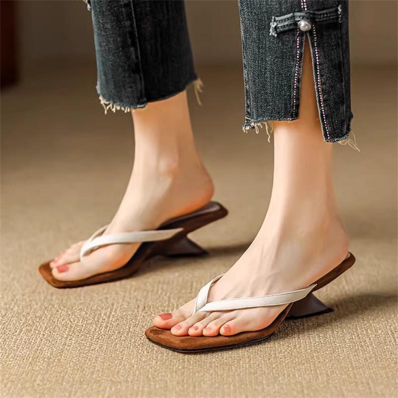 Simple Color Matching Wedge Flip-flops Female Summer