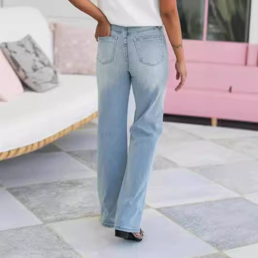 Light Blue High Waist Jeans American Style