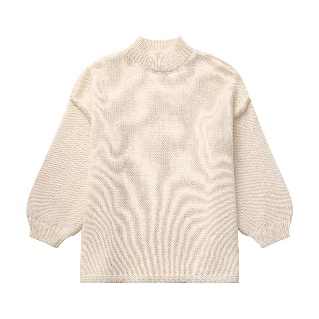 Casual All-match Round Neck Long Sleeve Knitted Sweater