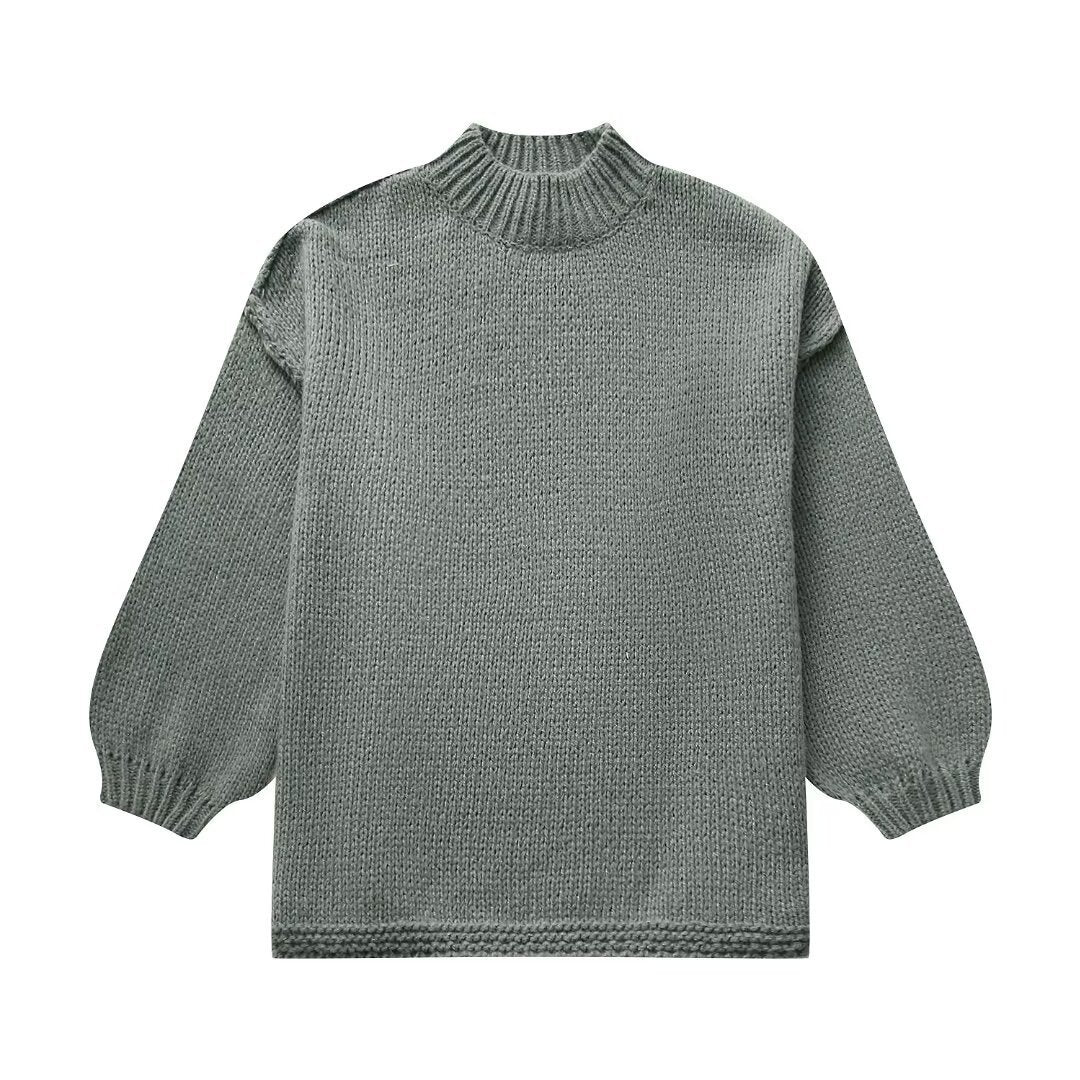 Casual All-match Round Neck Long Sleeve Knitted Sweater